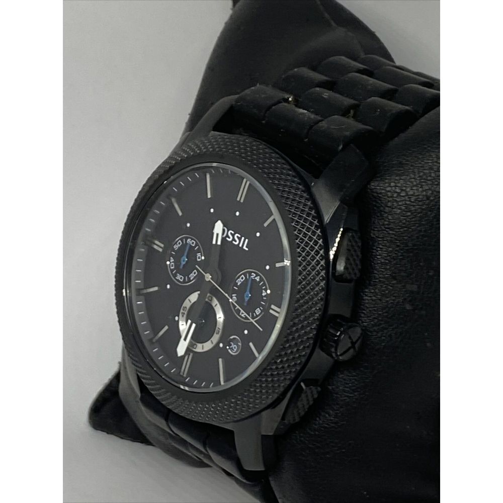 Fossil Machine FS5234 Men Black Resin Analog Black Dial Quartz Wrist Watch WO371 - Picture 4 of 12